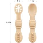 PandaEar 6 Pack Silicone Baby Spoons for Baby Led Weaning, First Stage Baby Toddler Self Feeding Utensils 6+ Months (Blue Green Beige)