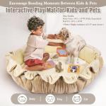 5-in-1 Plush Baby Play Gym, Activity Mat with Convertible Gym, Baby Gym 6 Sensory Toys, Play Center for Newborn to Toddler, Cream