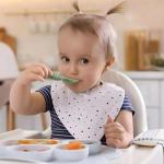 PandaEar 6 Pack Silicone Baby Spoons for Baby Led Weaning, First Stage Baby Toddler Self Feeding Utensils 6+ Months (Blue Green Beige)