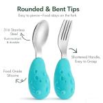 YIVEKO Baby Fork and Spoon Set with Carry Case Baby Training Utensils Self Feeding Toddler Silverware Silicone and Stainless Steel Kids and Toddler Utensil Set-Dinosaur