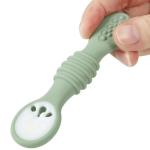 PandaEar 6 Pack Silicone Baby Spoons for Baby Led Weaning, First Stage Baby Toddler Self Feeding Utensils 6+ Months (Blue Green Beige)