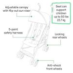 Summer Infant 3Dlite ST Convenience Stroller, Black & Gray - Lightweight Stroller with Steel Frame, Large Seat Area, Multi-Position Recline, Storage Basket - for Travel and More