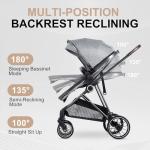 2-in-1 Baby Stroller with Bassinet Mode - Folding Infant Newborn Pram with Reversible Seat - for 0-36 Months Toddler Grey