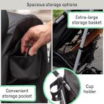 Summer Infant 3Dlite ST Convenience Stroller, Black & Gray - Lightweight Stroller with Steel Frame, Large Seat Area, Multi-Position Recline, Storage Basket - for Travel and More