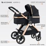 Accombe 2 in 1 Baby Stroller, Convertible Bassinet Pushchair for Infants and Newborns 0-36 Months