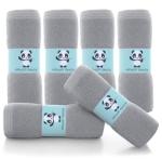 HIPHOP PANDA Baby Washcloths, Rayon Made from Bamboo - 2 Layer Ultra Soft Absorbent Newborn Bath Face Towel - Reusable Baby Wipes for Delicate Skin - Grey, 6 Pack