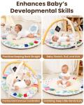 Beavtaens Baby Play Gym, Thickened and Non Slip Activity Mat, 5 Developmental Zones Tummy Time Mat with 5 Detachable Sensory Toys for Motor Skills, Baby Essentials Shower Gift Box(Bear)