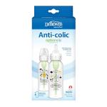 Dr. Brown's Natural Flow Anti-Colic Options+ Narrow Baby Bottle, Bear and Owl, 8 oz/250 mL, with Level 1 Slow Flow Nipple, BPA Free, 0m+, 2-Pack