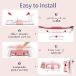 Kerbwry Collapsible Baby Bathtub for Newborn to Toddler (0-18 Months) - Foldable Baby Bath Tub with Soft Towel, Newborn& Infant Bathtub for Travel and Outdoor, Pink