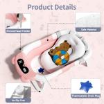 Kerbwry Collapsible Baby Bathtub for Newborn to Toddler (0-18 Months) - Foldable Baby Bath Tub with Soft Towel, Newborn& Infant Bathtub for Travel and Outdoor, Pink