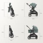 Mompush Wiz 2 in 1 Baby Stroller with Infant Pramette Mode, One Hand Fold Convertible Newborn to Toddler Stroller with Reversible Seat and Large UPF 50+ Canopy