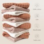 Sunny zzzZZ Baby Muslin Washcloths -100% Cotton Muslin Soft Absorbent Large Baby Bath Wash Cloths for Newborns Kids Girls and Boys -12 Pack, 12x12 Inches - White+Light Bean Paste Series