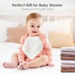 Sunny zzzZZ Baby Muslin Washcloths -100% Cotton Muslin Soft Absorbent Large Baby Bath Wash Cloths for Newborns Kids Girls and Boys -12 Pack, 12x12 Inches - White+Light Bean Paste Series