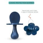 Grabease Baby Feeding Utensils Set - Infant and Baby Fork and Spoon for Ages 1-11 Months, BPAs and Phthalate-Free Cutlery, Plastic, 1 Set, Navy