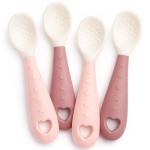 4-Pack Silicone Baby Spoons, Seposeve Soft Gum-Friendly First Feeding Spoons for Babies, Baby Feeding Utensils Essentials, Easy-Grip Handle, BPA Free, Dishwasher Safe, 2 Pink 2 Purple