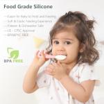 4-Pack Silicone Baby Spoons, Seposeve Soft Gum-Friendly First Feeding Spoons for Babies, Baby Feeding Utensils Essentials, Easy-Grip Handle, BPA Free, Dishwasher Safe, 2 Pink 2 Purple