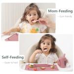 4-Pack Silicone Baby Spoons, Seposeve Soft Gum-Friendly First Feeding Spoons for Babies, Baby Feeding Utensils Essentials, Easy-Grip Handle, BPA Free, Dishwasher Safe, 2 Pink 2 Purple