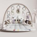 Jovow Baby Gym Play Mat with Detachable Musical Piano, Light Up Activity Center with 4 Rattles & Glowing Night Light, Educational Sensory Toys for Newborns 0-12 Months