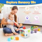 6-in-1 Baby Toys 6 to 12 Months, Montessori Toys for Babies 6-12-18 Months, Infant Teething Toy Stacking Blocks Rings Sensory Bin, Sorting Sensory Educational Learning Gift for Toddlers Aged 1-3