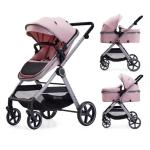 Lortsybab 2 in 1 Baby Stroller, Newborn Infant Toddler Convertible Pram Stroller for 0-36 Months Old Babies (Pink)