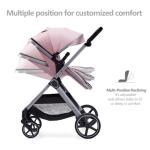 Lortsybab 2 in 1 Baby Stroller, Newborn Infant Toddler Convertible Pram Stroller for 0-36 Months Old Babies (Pink)