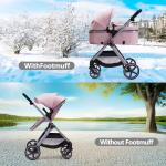 Lortsybab 2 in 1 Baby Stroller, Newborn Infant Toddler Convertible Pram Stroller for 0-36 Months Old Babies (Pink)