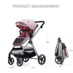 Lortsybab 2 in 1 Baby Stroller, Newborn Infant Toddler Convertible Pram Stroller for 0-36 Months Old Babies (Pink)