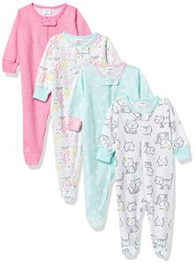 Onesies Brand Baby Girls 4-pack 'N Play Footies Multi And Toddler Sleepers, Cats, 0-3 Months US