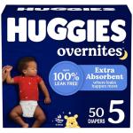 Huggies Overnites Size 5 Overnight Diapers (27+ lbs), 50 Ct, Packaging May Vary