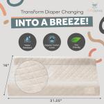 Contoured Baby Changing Pad – Waterproof & Breathable Diaper Changing Pad | Removable Washable Cover, Non-Slip Base & Safety Strap | Standard Size for Dresser & Changing Table Pads