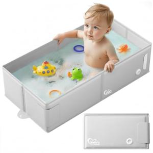 Bella’s Friends Baby Collapsible Bathtub, Travel Bath Tub for Baby, Foldable and Portable, Easy Storage, Non-Slip Base, Reinforced Structure, Lightweight, Essentials for 6M-3Y Infant Toddler, Gray