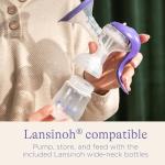 Lansinoh Manual Breast Pump, Hand Pump with Comfortable Flange, Includes 5oz Baby Bottle with Slow Flow Nipple, Breastfeeding Essentials