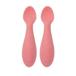 Nuby Silicone Mini Spoons - (2-Pack) Baby-Led Weaning Spoons for Babies - 4+ Months - Pink