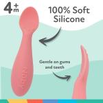 Nuby Silicone Mini Spoons - (2-Pack) Baby-Led Weaning Spoons for Babies - 4+ Months - Pink