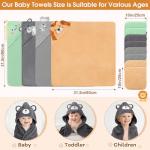 CandyHome 12 PCS Baby Bath Towels Set for Infants Toddlers, 4 PCS Animal Hooded Baby Towels & 8 PCS Washcloths Set, Ultra Absorbent Cute Soft Newborn Bath Essentials Gifts for Boys & Girls