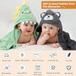 CandyHome 12 PCS Baby Bath Towels Set for Infants Toddlers, 4 PCS Animal Hooded Baby Towels & 8 PCS Washcloths Set, Ultra Absorbent Cute Soft Newborn Bath Essentials Gifts for Boys & Girls