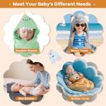 CandyHome 12 PCS Baby Bath Towels Set for Infants Toddlers, 4 PCS Animal Hooded Baby Towels & 8 PCS Washcloths Set, Ultra Absorbent Cute Soft Newborn Bath Essentials Gifts for Boys & Girls