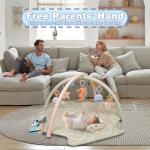 Baby Play Mat, Oversize Shell Tummy Time Mat with 6 Detachable Baby Activity Toys, Baby Gyms & Playmats for Babies 0-6 Months, Baby Essentials Mat for Floor Newborn Baby Shower Gifts (Beige)