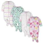 Onesies Brand Baby Girls' 4-Pack Sleep 'N Play Footies Multi Pack, Pink Sweet Treat, 6-9 Months