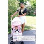 babyGap Classic Stroller - Lightweight Stroller with Recline, Compact Fold & Removable Parent Organizer - Made with Sustainable Materials, Pink Stripes