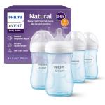 Philips Avent Natural Baby Bottles with Natural Response Nipples (Medium Flow, Flow 3), 9oz, Blue, 4-Pack, SCY903/24