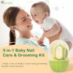 Soltdsp 5-in-1 Baby Nail Kit with Storage Case, Cactus Theme Design Including Baby Nail Clippers, Nail Scissors, Nail File, Tweezers & Nose Picker, Newborn Essentials Must Haves for Baby Shower(Green)