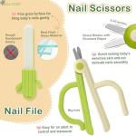 Soltdsp 5-in-1 Baby Nail Kit with Storage Case, Cactus Theme Design Including Baby Nail Clippers, Nail Scissors, Nail File, Tweezers & Nose Picker, Newborn Essentials Must Haves for Baby Shower(Green)
