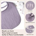 100% Cotton Muslin Baby Bibs 10-Pack Baby Drool Bibs for Unisex Baby Toddlers Infant Newborns Drooling and Teething(Rosebud)