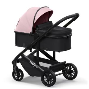 newyoo Infant Strollers with Bassinet Mode, Nestro 516M, Convertible/Reversible Seat & Cup Holder, Coches para Bebes, 2 in 1 Rear-Facing Pram from Newborn to Toddler, Pink