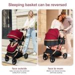PEARLOVE 2 in 1 Convertible Baby Stroller Newborn Foldable Pushchair with Adjustable Canopy Folding High Landscape Infant Carriage, Anti-Shock Toddler Pushchair