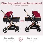 PEARLOVE 2 in 1 Convertible Baby Stroller Newborn Foldable Pushchair with Adjustable Canopy Folding High Landscape Infant Carriage, Anti-Shock Toddler Pushchair