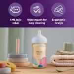 Philips Avent PPSU Natural Baby Bottles with Medium Flow Nipples (Flow 3), 9oz, with Decoration, 2-Pack, SCY943/02