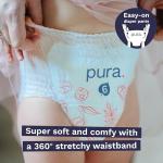 Pura Hypoallergenic Diaper Pants Size 7 (37+ lbs) Overnight, up to 12 Hours Leak Protection, Suitable for Sensitive Skin, Totally Chlorine Free, Soft Organic Cotton, 3 Packs of 17 (51 Pull Up Pants)