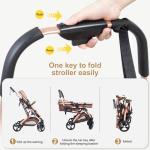 2 in 1 Baby Stroller Newborn Foldable Pushchair with Adjustable Canopy Folding High Landscape Infant Carriage, Anti-Shock Toddler Pushchair